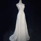 White Simple Fashionable Elegant Understated Exquisite Applique Long Floor Length Satin Ball Dress Evening Dress Wedding Dress gh3862