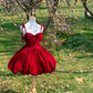 Robe de bal rouge courte en velours, robe de soirée, robe d'anniversaire, gh4520
