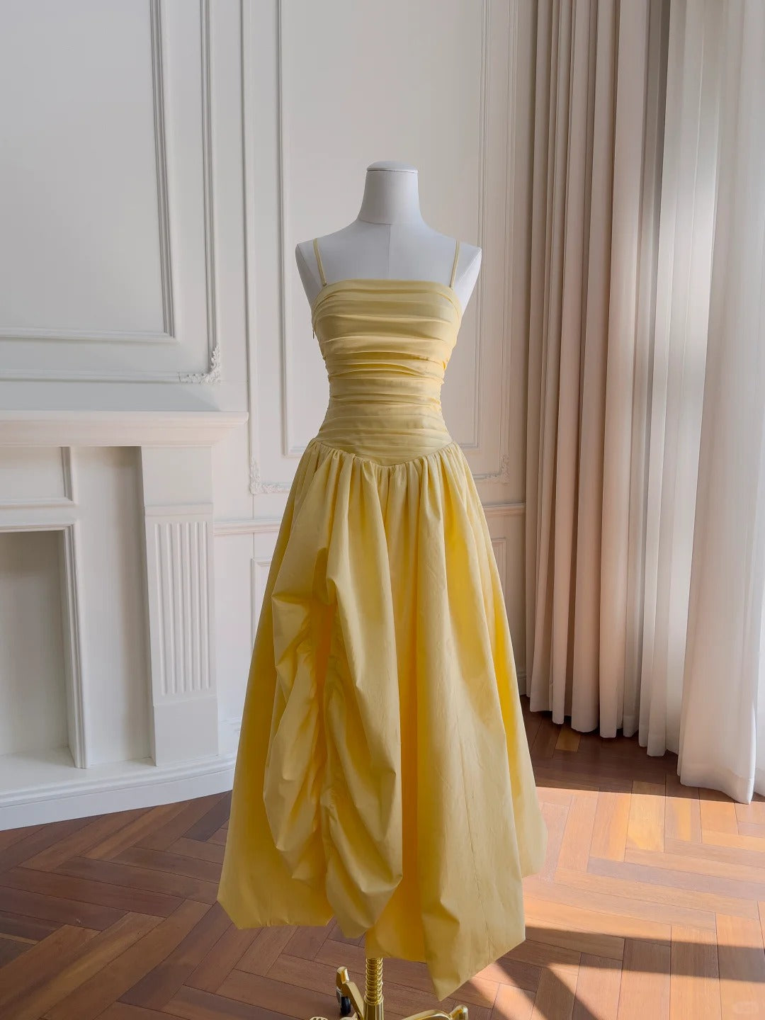 girlhomeshops--Yellow sweet long tulle prom dress gh5577