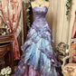 Purple Pink Blue Gradient Fashion Retro Elegant Delicate Floral Beads Sweet Elegant Long Tulle Floor Length Ball Gown Evening Gown gh4156