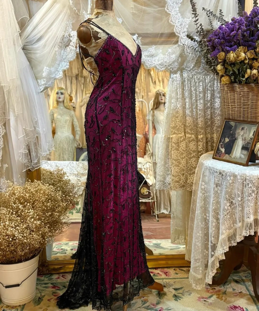 Girlhomeshops-Purple Beaded Vintage Elegant Long Chiffon Prom dress Evening Dress Party Dress gh5045