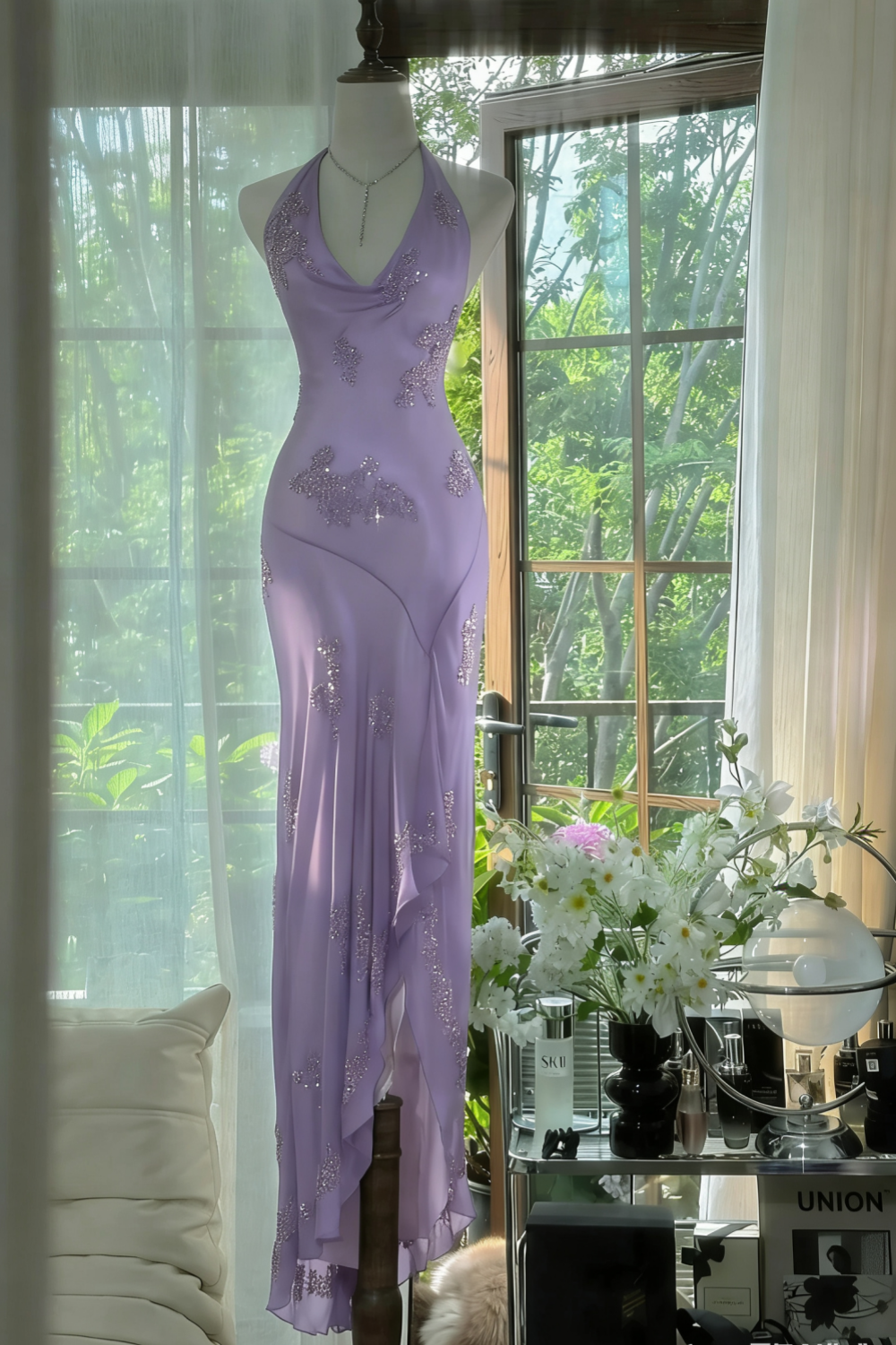 Dark Green Beaded Elegant Long Chiffon Ball Gown Evening Dress Party Dress gh4749