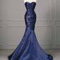 Blue Elegant Satin Long Mermaid Fit Floor Length Ball Gown Evening Dress gh4200