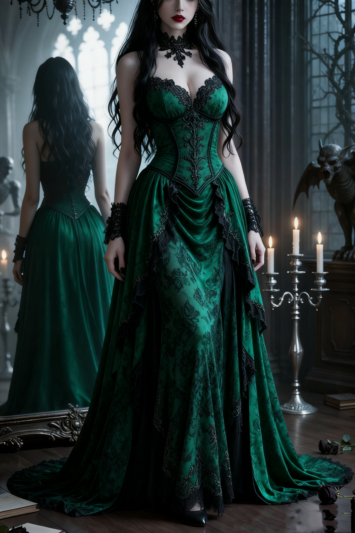 girlhomeshops-Langes, bodenlanges Ballkleid aus lila Samt mit Schleppe gh5942