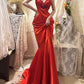Red Vintage Floral Long Satin Prom Dress Birthday Party Dress Evening Dress gh4413