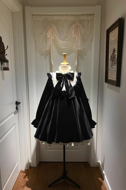 Black doll collar velvet short birthday dress doll dress gh6658