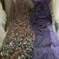 （Out of stock）Purple Shiny Gorgeous Luxury Sequin Heavy Spaghetti Strap Long Butterfly Decoration Sequin Chiffon Ball Gown Evening Gown Party Dress gh4175
