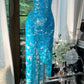 Blue Sparkling Ball Gown Long Chiffon Ball Gown Evening Gown Birthday Gown Wedding Gown gh4528