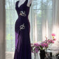 Purple Rhinestone Long Chiffon Ball Gown Evening Dress Party Dress Date Dress Prom Dress gh4677