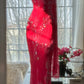 Red Romantic Gorgeous Fashion Elegant Exquisite Beaded Long Chiffon Ball Gown Evening Dress Birthday/Wedding Guest/Vacation Party Dress Prom Dress Valentine's Day Date Dress gh4027