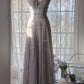 Gray Purple Romantic Fashion Elegant Exquisite Lace Floral Applique Long Tulle Fairy Ball Gown Evening Dress Birthday/Wedding Guest/Holiday Party Dress Prom Dress Valentine's Day Date Dress Bridesmaid Dress gh4031