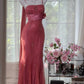 Vintage Rose - Dusty Rose Beaded Cami Mermaid Gown with Sash, Lace Socialite Party Dress gh7069