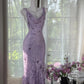 Girlhomeshops-Purple Floral Elegant Long Chiffon Prom dress Evening Dress Party Dress Date Dress gh5080