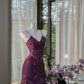 Purple Floral Gold Beaded Short Lace Chiffon Homecoming Dress Birthday Party Dress gh4621