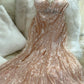 Pink Gorgeous Shiny Exquisite Beaded Spaghetti Strap V-Neck Long Sequin Chiffon Ball Gown Evening Gown Party Dress gh4094