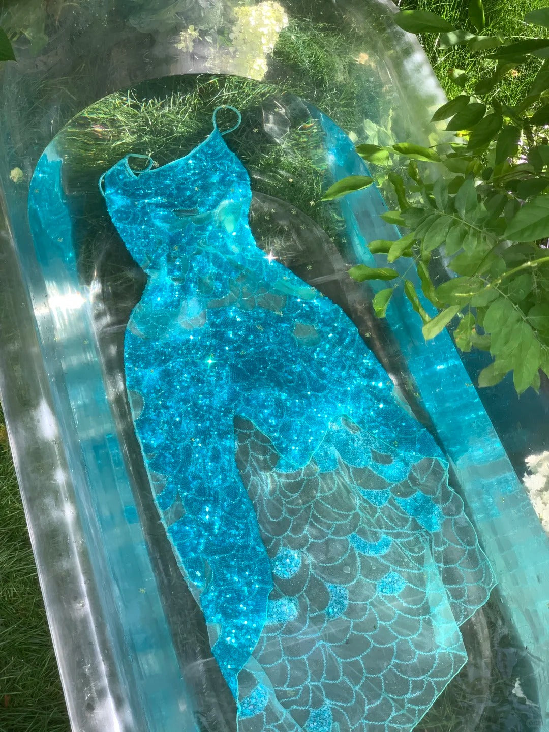 Blue sequined beaded long mermaid elegant chiffon homecoming dress prom dress evening dress birthday party dress date dress gh4684