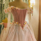 Pink Gorgeous Exquisite Floral Long Elegant Fairy Off-shoulder Tulle Ball Gown Evening Dress gh3243