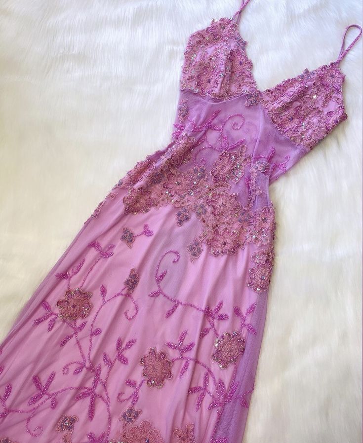 Pink Fashion Exquisite Beaded Spaghetti Strap A-Line Lace Floor Length Elegant Ball Gown Evening Dress gh3168