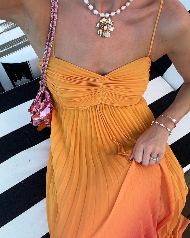 Orange and yellow fashion gradient long chiffon ball gown evening dress travel holiday beach party dress gh4825