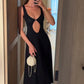 Girlhomeshops-Black elegant sexy long chiffon fashion prom dress party dress gh5154