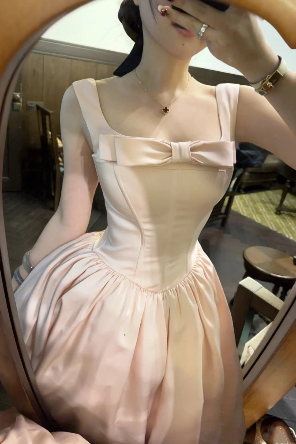 girlhomeshops-Bridesmaid dress/birthday dress pink/blue bow simple and fashionable Cinderella fairy dress gh5743