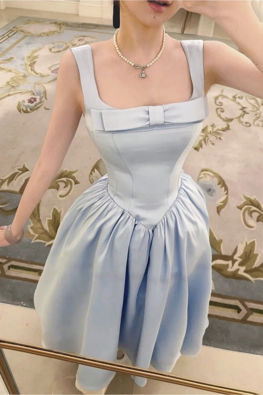 Girlhomeshops - Robe de demoiselle d'honneur/robe d'anniversaire rose/bleu avec nœud, simple et tendance, robe de fée Cendrillon gh5743