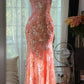 girlhomeshops--Grapefruit-colored vintage luxury exquisite beaded sequin mermaid fishtail long tulle prom dress gh5730