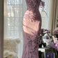 Pink Purple Romantic One Shoulder Fashion Elegant Exquisite Floral Beading Long Chiffon Ball Gown Evening Dress Birthday Holiday Party Dress Prom Dress gh4012