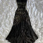 Black Gorgeous Fashion Exquisite Floral Beaded Long Ankle Length Satin Ball Gown Evening Gown Party Dress Prom Gown gh3775