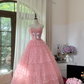 Robe de soirée princesse en tulle rose, élégante et exquise, avec nœud en dentelle, robe de bal, robe d'anniversaire, robe de cérémonie pour adulte, gh4033