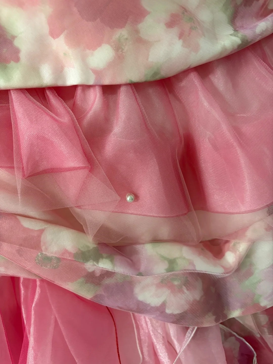 Robe de bal longue en tulle rose à fleurs et perles, robe de Quinceanera pour 16e anniversaire, gh4736