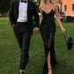Black Fashion Elegant Long Satin Slit Sexy Ball Gown Evening Dress Wedding Guest Party Dress gh3431