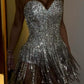 Girlhomeshops--Silver Gorgeous Exquisite Beaded Short Homecoming Dress Cocktail Party Dress gh5452