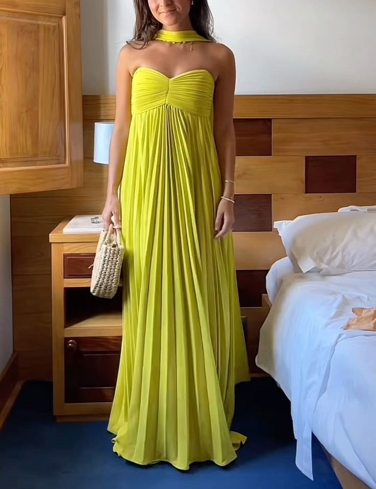 Yellow fashion elegant long chiffon ball gown evening dress wedding guest party dress gh3430