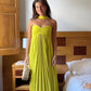 Yellow green fashion simple elegant tube top off shoulder long chiffon ball gown party dress evening dress with scarf Prom Dress gh3662