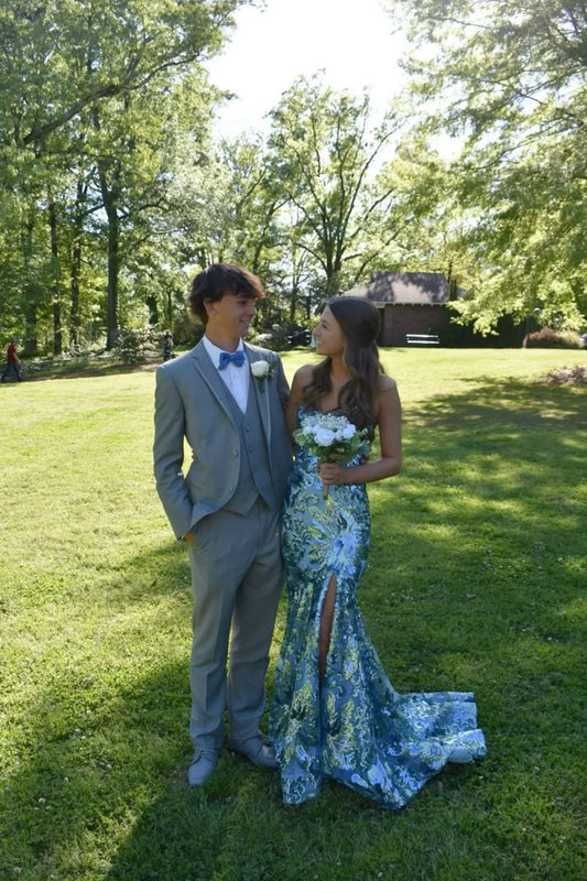 Blue sweet fashion elegant long sequined sexy slit tail prom dress evening dress prom dress graduation dress gh3793