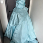 Minimalist Luxury Style Ice Blue Satin 3D Ruched Strapless Ballgown - Dinner & Cocktail Party Gown gh6545