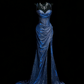 Robe sirène dos nu bleu scintillant style galaxie irisée - Robe de soirée et tapis rouge sur le thème des étoiles gh6570