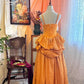 French Romantic Orange Dress: Thin Strap Heart Neckline, Flared Skirt Design, High-end Party Dress gh6583