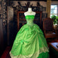 Girlhomeshops - Robe de bal longue en tulle vert, magnifique, florale et exquise, avec perles, gh5354