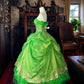 Girlhomeshops - Robe de bal longue en tulle vert, magnifique, florale et exquise, avec perles, gh5354