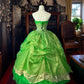 Girlhomeshops - Robe de bal longue en tulle vert, magnifique, florale et exquise, avec perles, gh5354