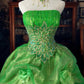 Girlhomeshops - Robe de bal longue en tulle vert, magnifique, florale et exquise, avec perles, gh5354