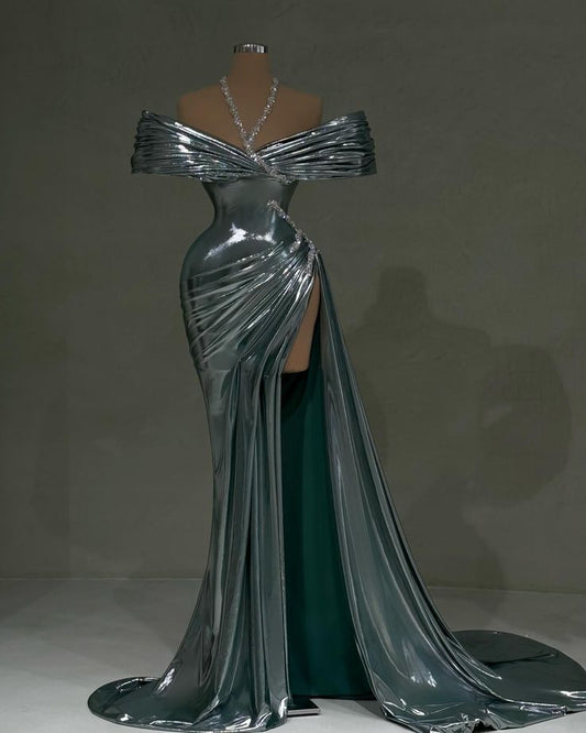Girlhomeshops-Green rhinestone long satin mermaid sexy prom dress evening dress party dress gh4999