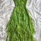 Green shiny fashion exquisite floral beading spaghetti straps long chiffon ruffles long ball gown evening dress party dress gh3403