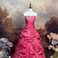 girlhomeshops-Pink Delicate Floral Long Satin Ball Gown gh6293