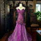 Girlhomeshops-Purple gorgeous floral exquisite beaded long satin tulle mermaid prom dress evening dress gh5353