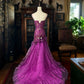 Girlhomeshops-Purple gorgeous floral exquisite beaded long satin tulle mermaid prom dress evening dress gh5353