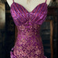 Girlhomeshops-Purple gorgeous floral exquisite beaded long satin tulle mermaid prom dress evening dress gh5353