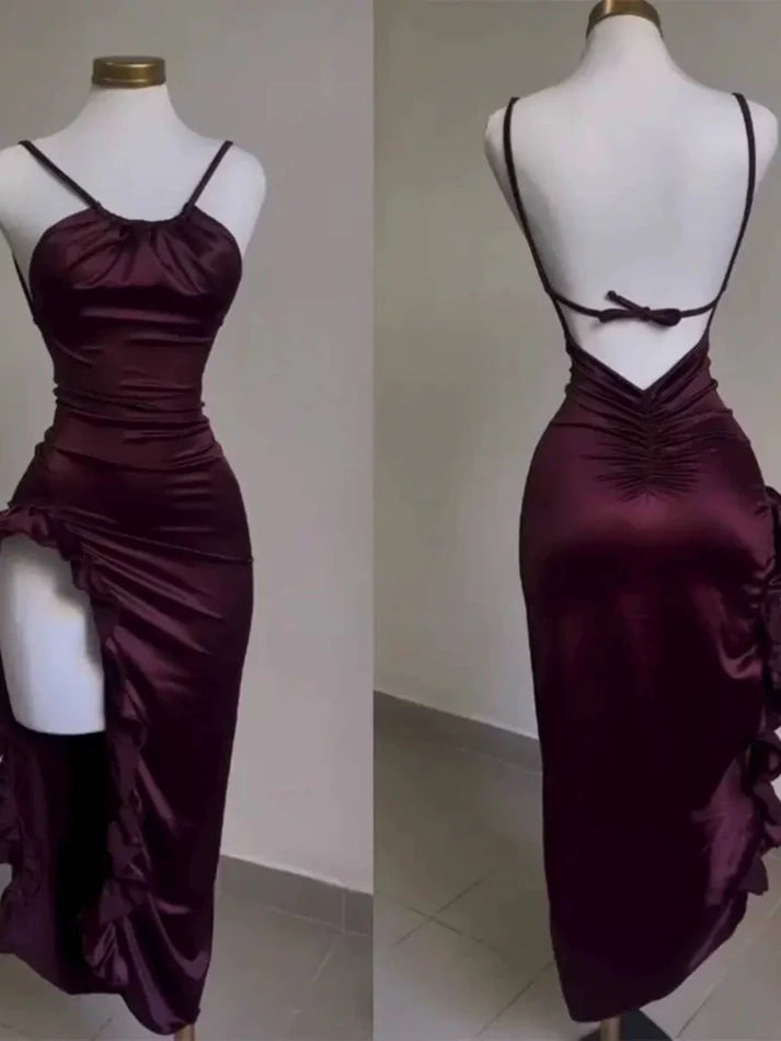 Purple Fashion Chic Suspender Long Elegant Sexy Bodycon Prom Dress Evening Gown Fashion Party Dress gh3449